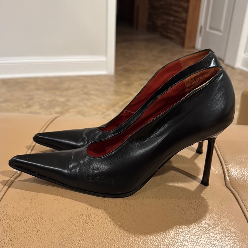Black Leather Women's Shoes - Picture 4 of 7